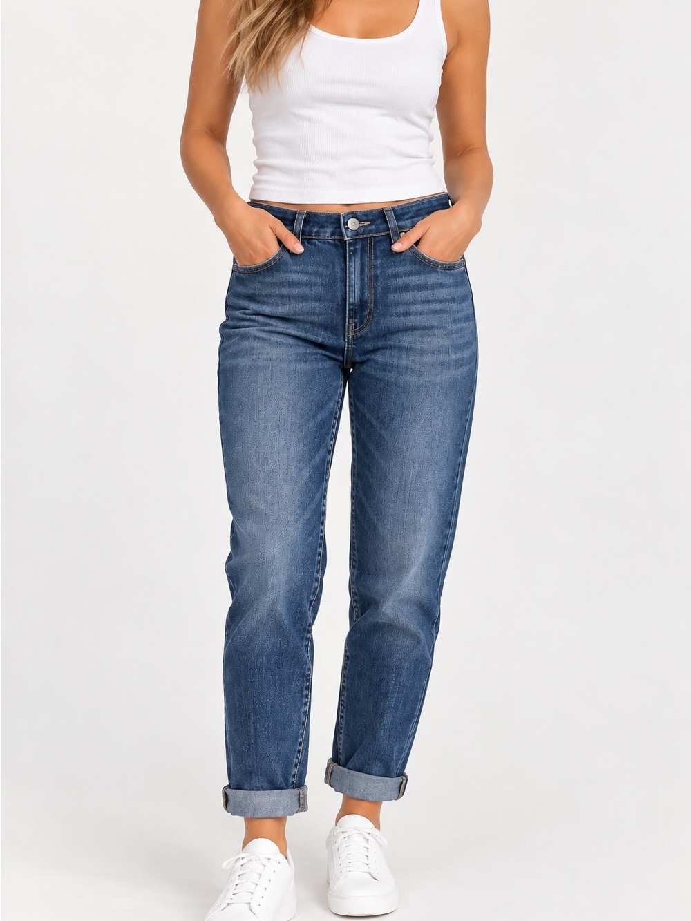 Warehouse One Women's Girlfriend Jeans Size 24R Cuffed Denim NWT